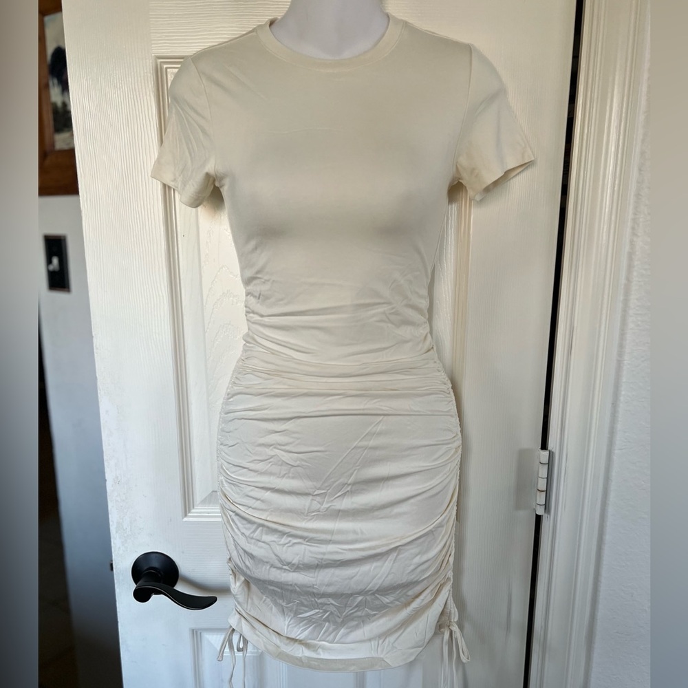 Rachel Parcell Ivory Rayon Jersey Rushed Tee Mini Dress SZ XS